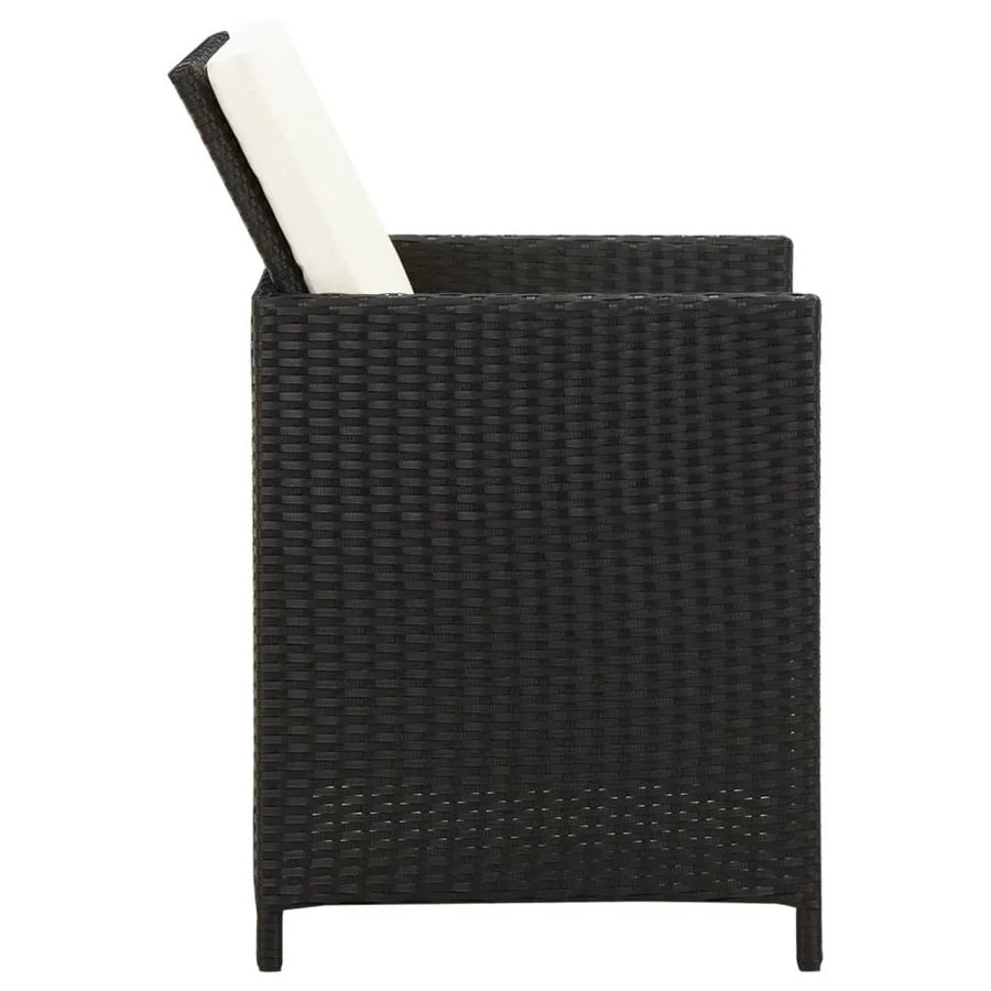 Jeu de chaise et tabouret de jardin 4 pcs Résine tressée Noir - 4