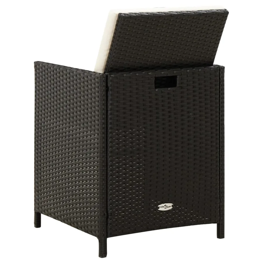 Jeu de chaise et tabouret de jardin 4 pcs Résine tressée Noir - 5