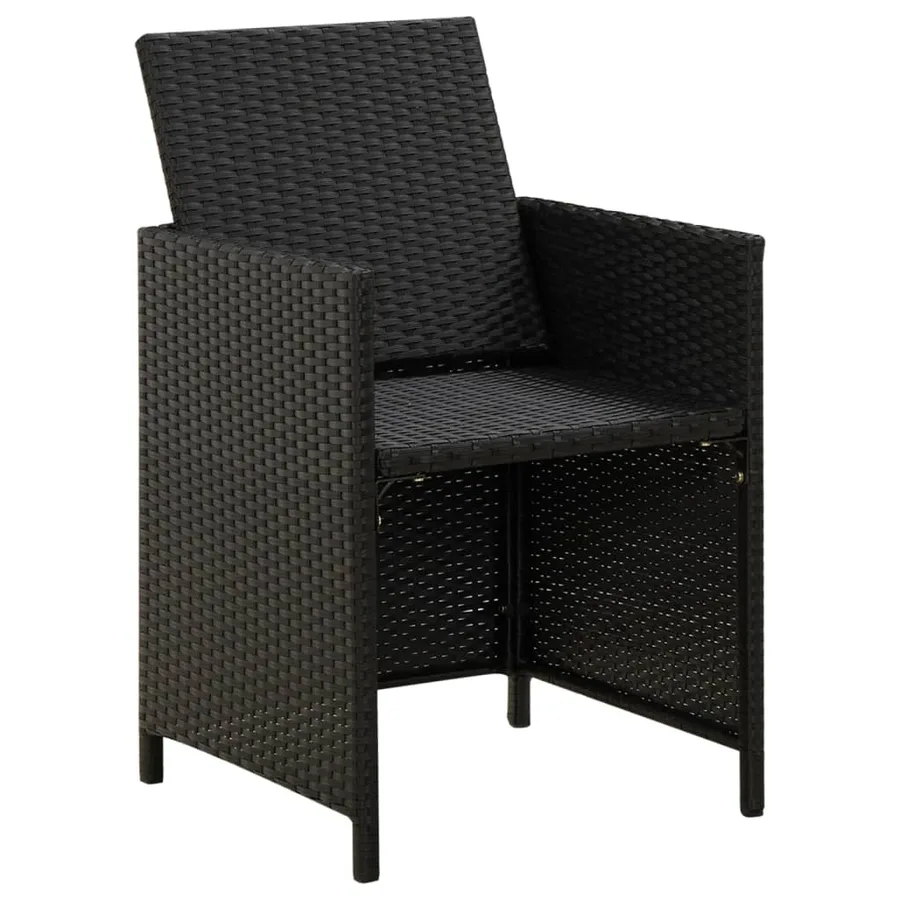 Jeu de chaise et tabouret de jardin 4 pcs Résine tressée Noir - 6