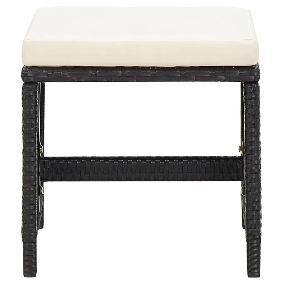 Jeu de chaise et tabouret de jardin 4 pcs Résine tressée Noir - 8