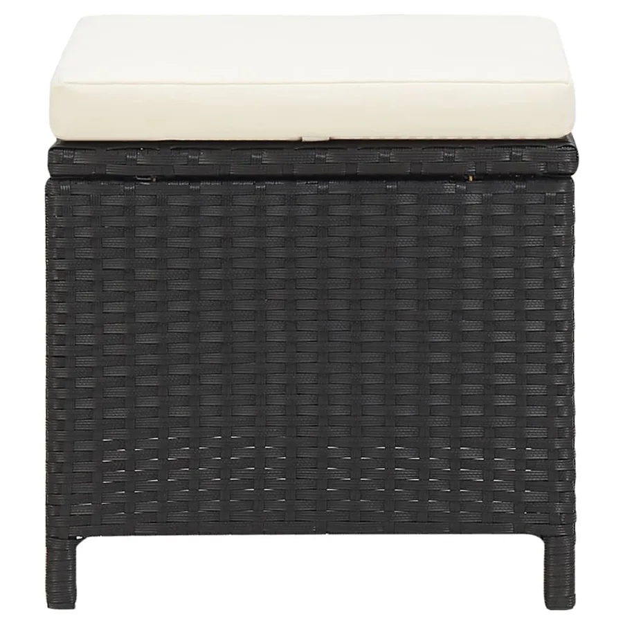 Jeu de chaise et tabouret de jardin 4 pcs Résine tressée Noir - 9