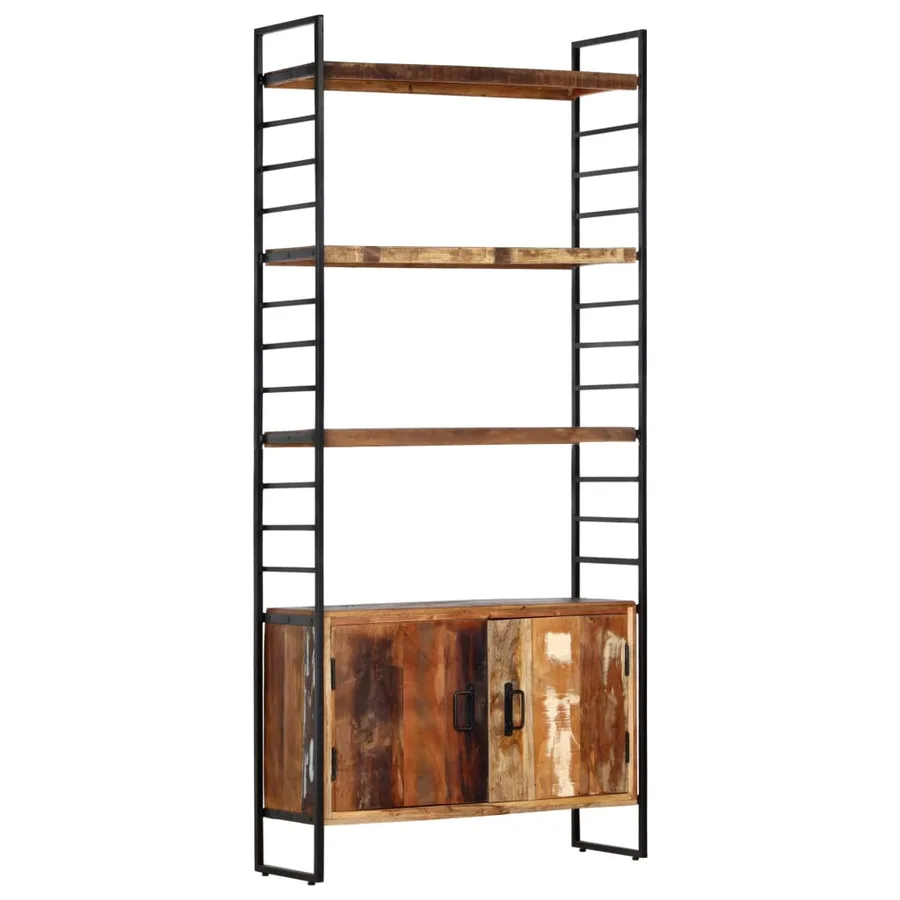 Bibliothèque 4 niveaux 80x30x180 cm Bois solide de récupération - 10