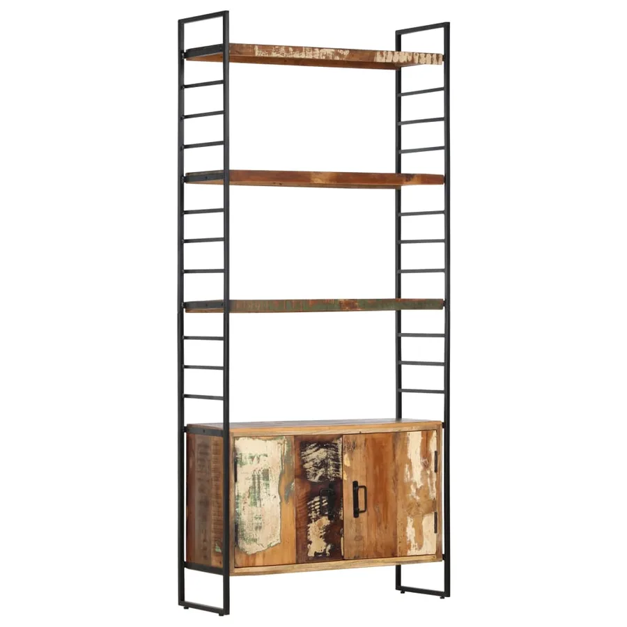 Bibliothèque 4 niveaux 80x30x180 cm Bois solide de récupération - 13