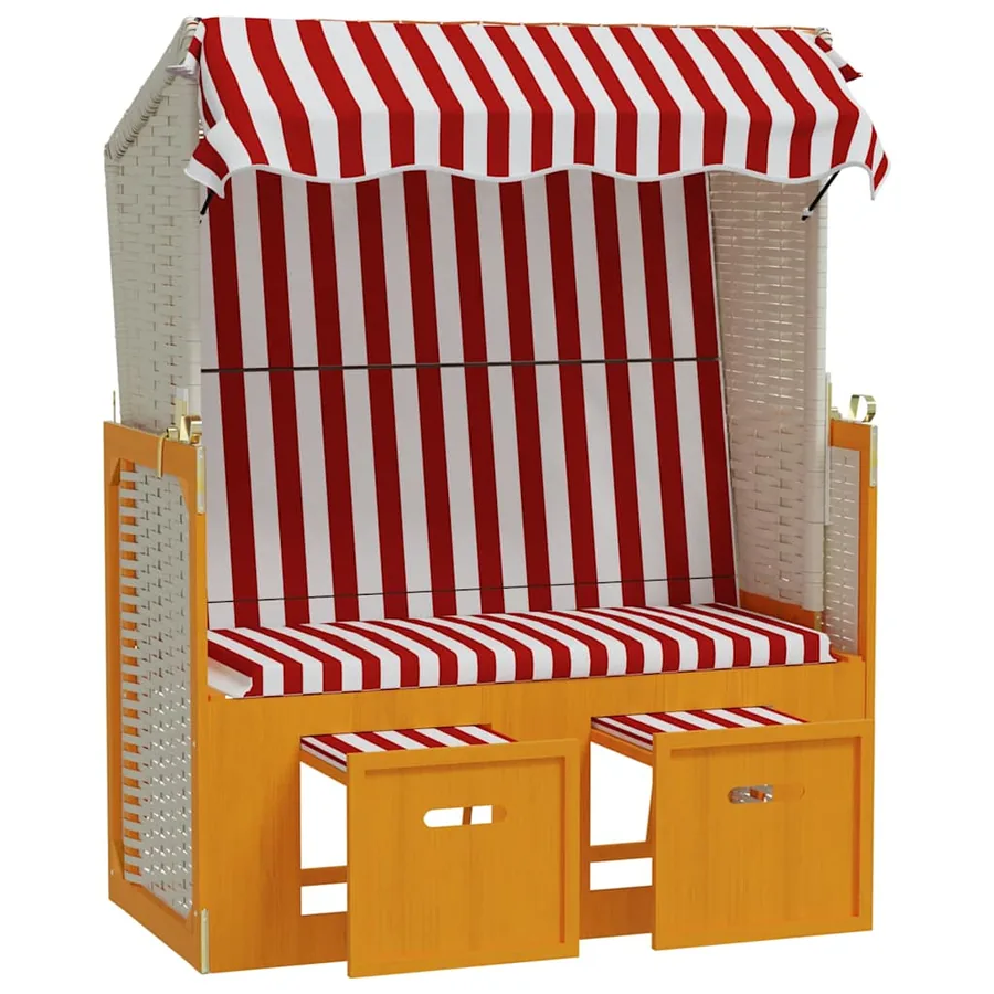 Strandkorb avec auvent résine tressée et bois solide anthracite - 11