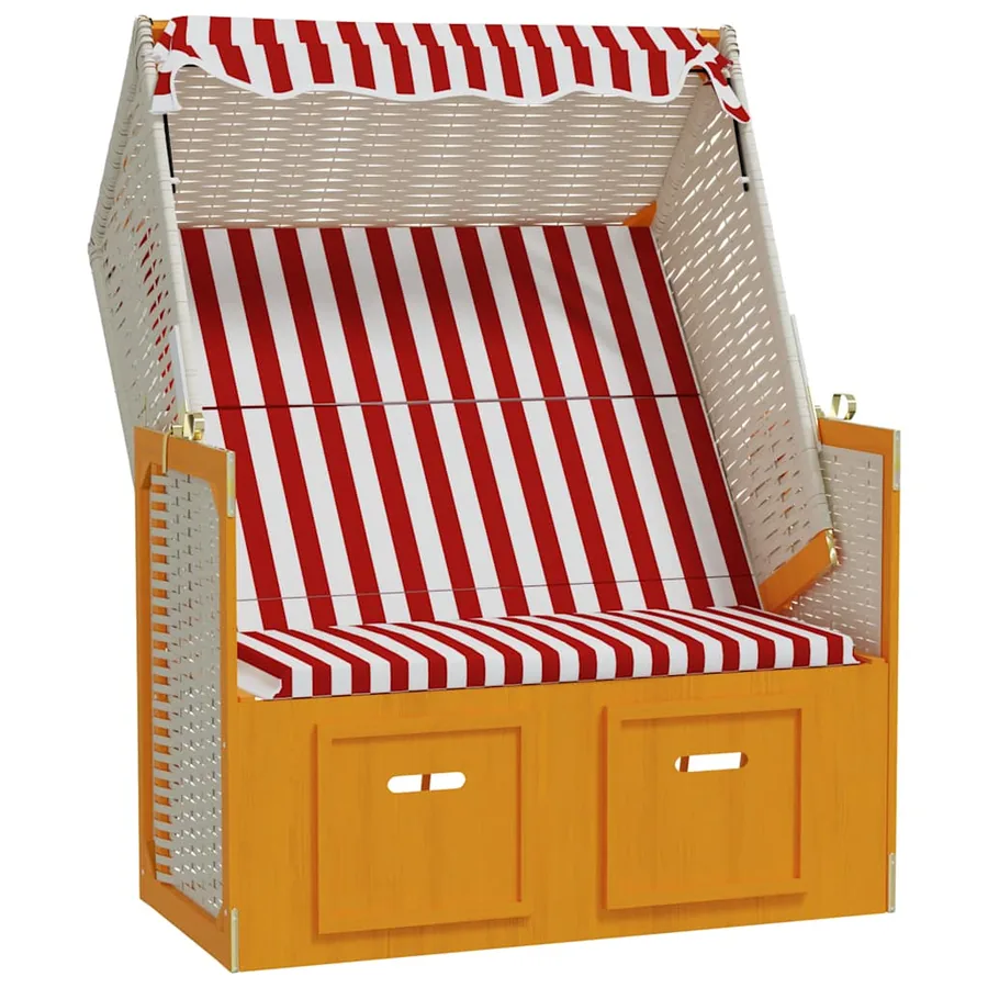 Strandkorb avec auvent résine tressée et bois solide anthracite - 12