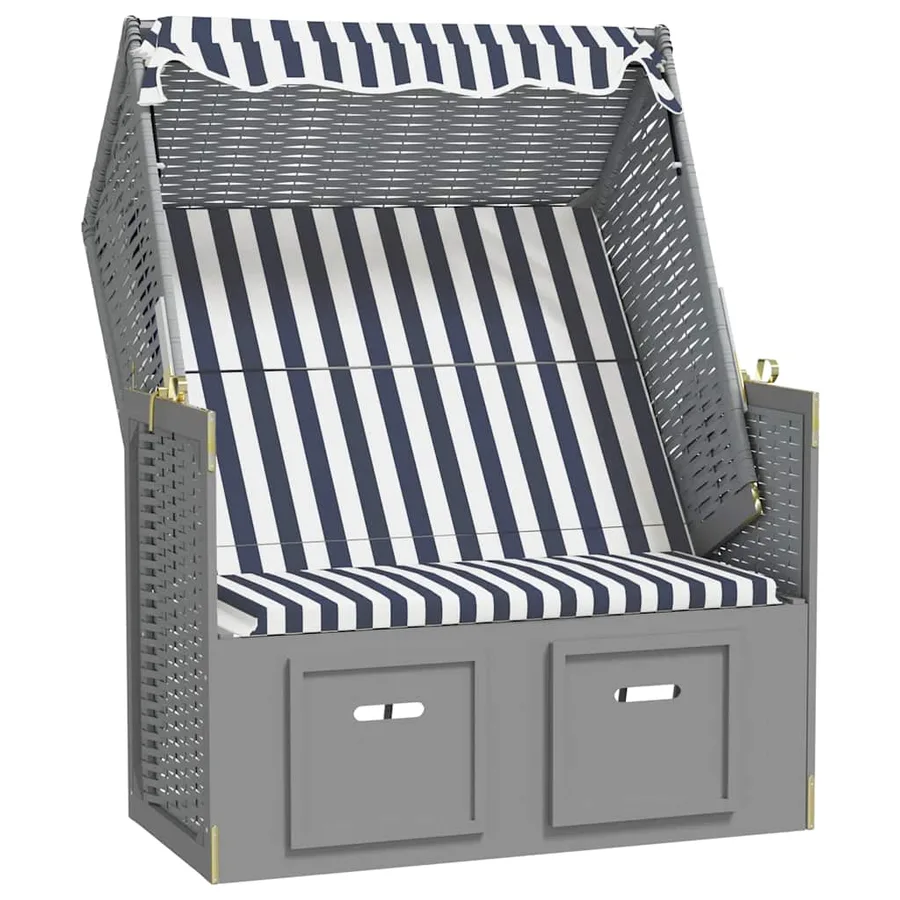 Strandkorb avec auvent résine tressée et bois solide anthracite - 21
