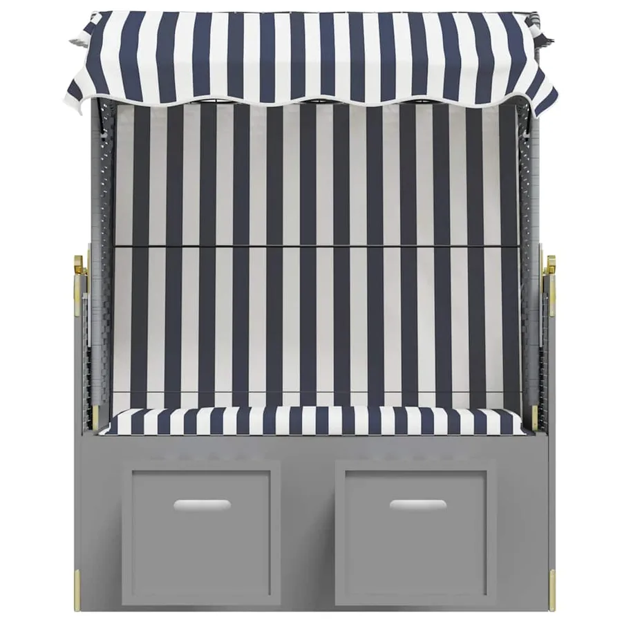 Strandkorb avec auvent résine tressée et bois solide anthracite - 23