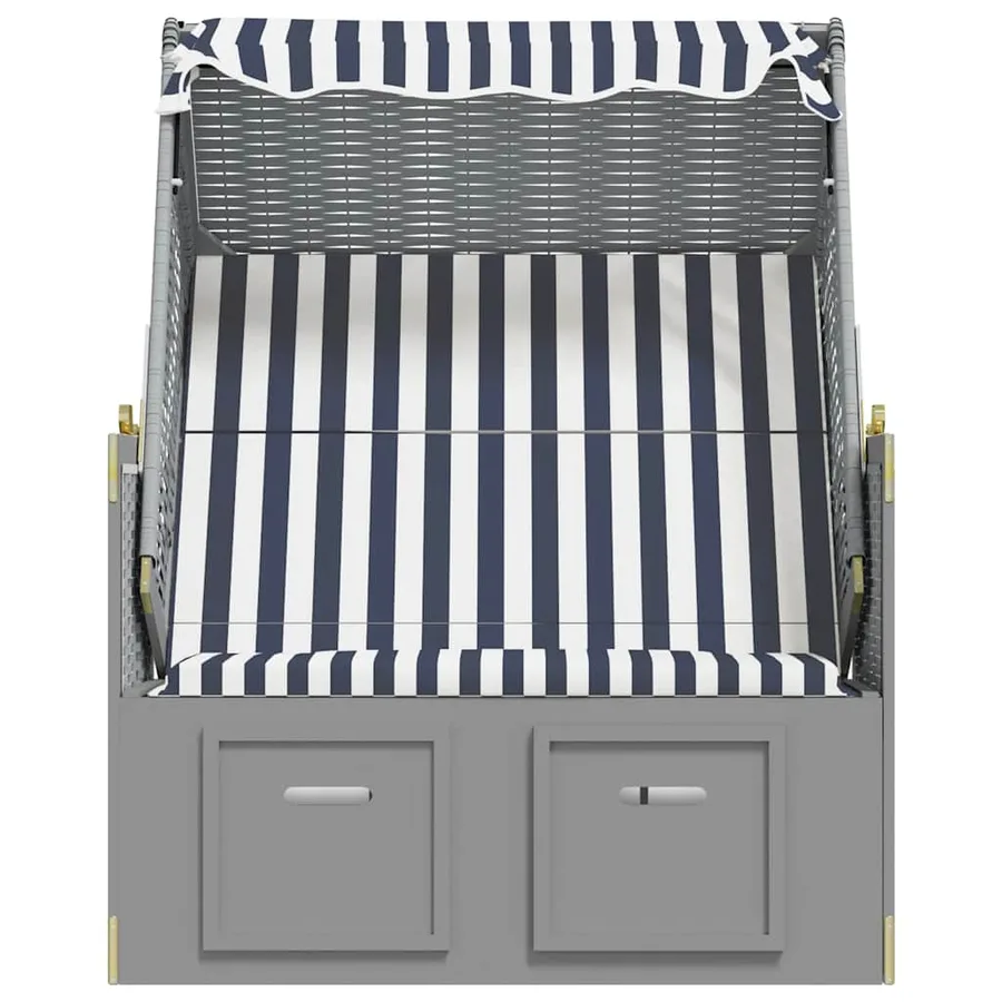 Strandkorb avec auvent résine tressée et bois solide anthracite - 24