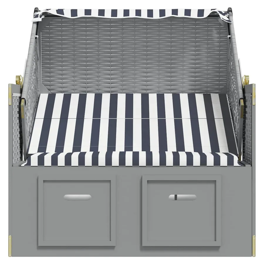 Strandkorb avec auvent résine tressée et bois solide anthracite - 25