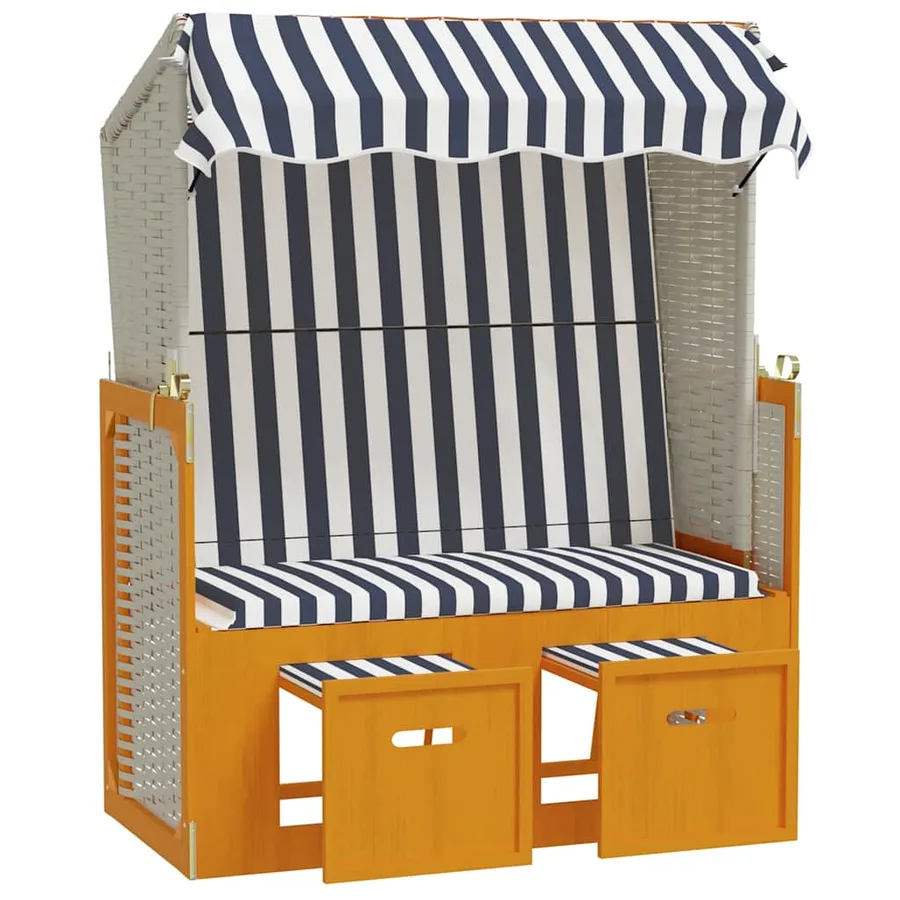 Strandkorb avec auvent résine tressée et bois solide anthracite - 29