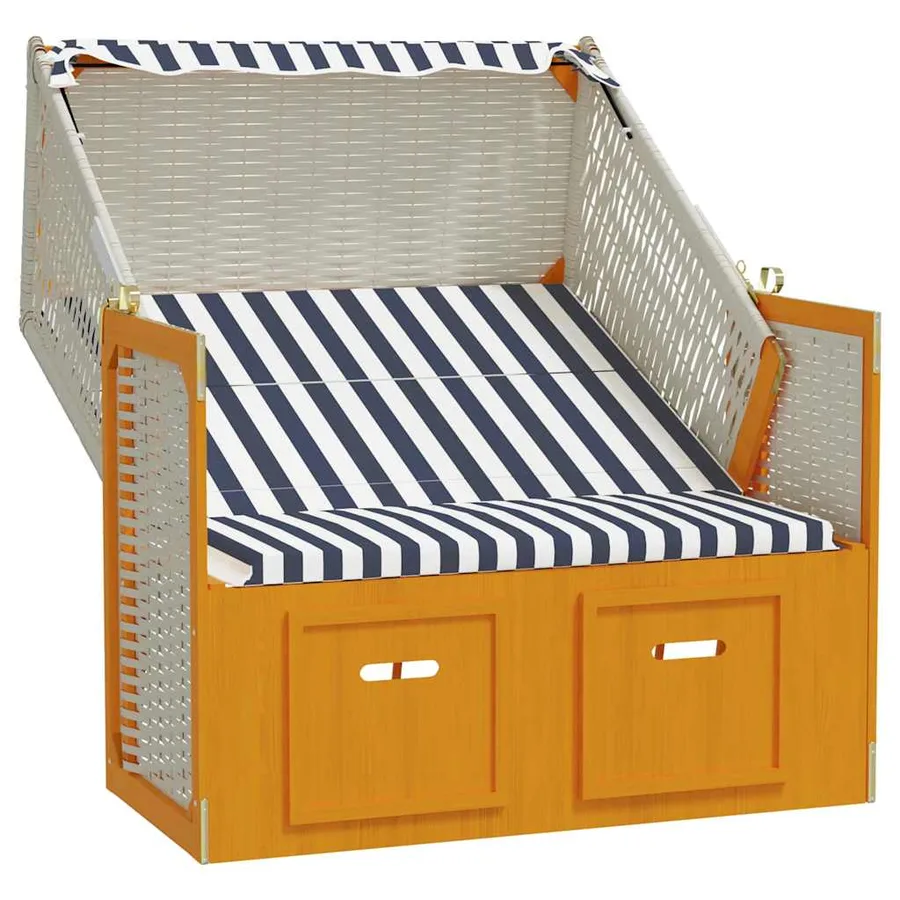 Strandkorb avec auvent résine tressée et bois solide anthracite - 31