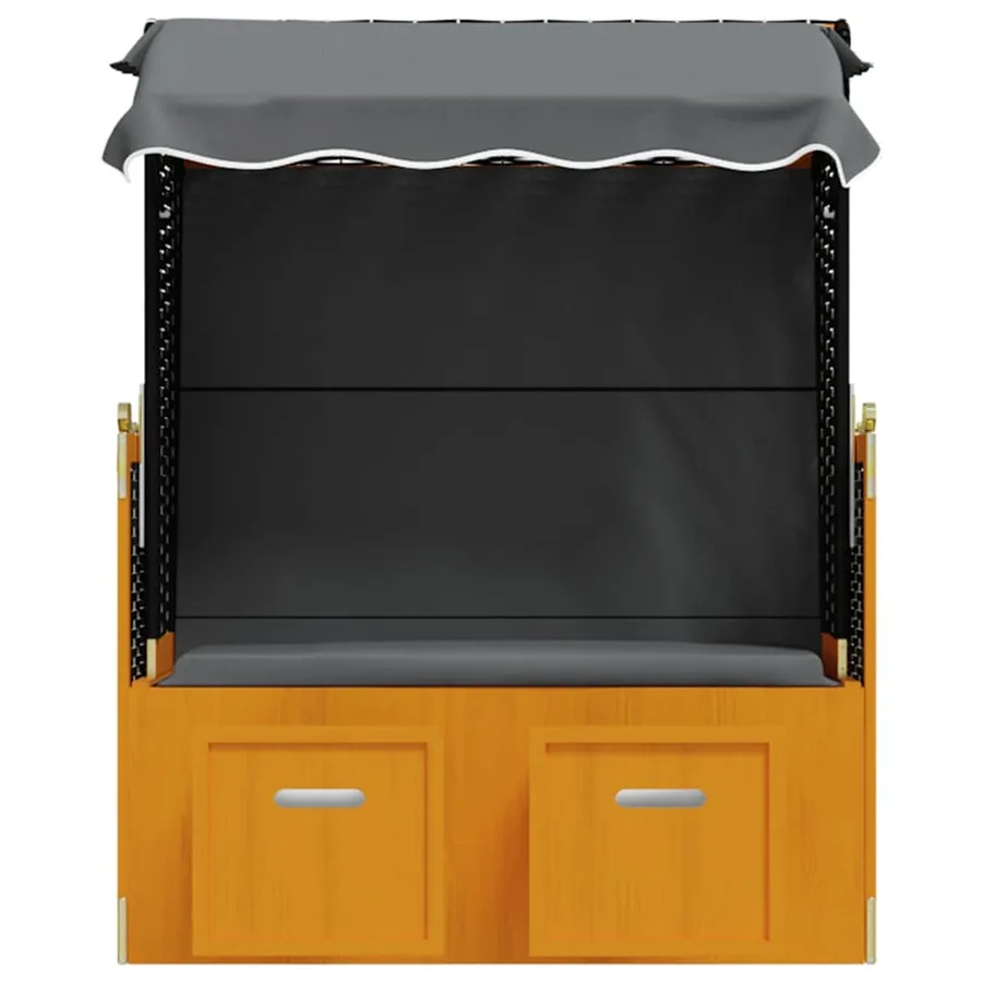 Strandkorb avec auvent résine tressée et bois solide anthracite - 5