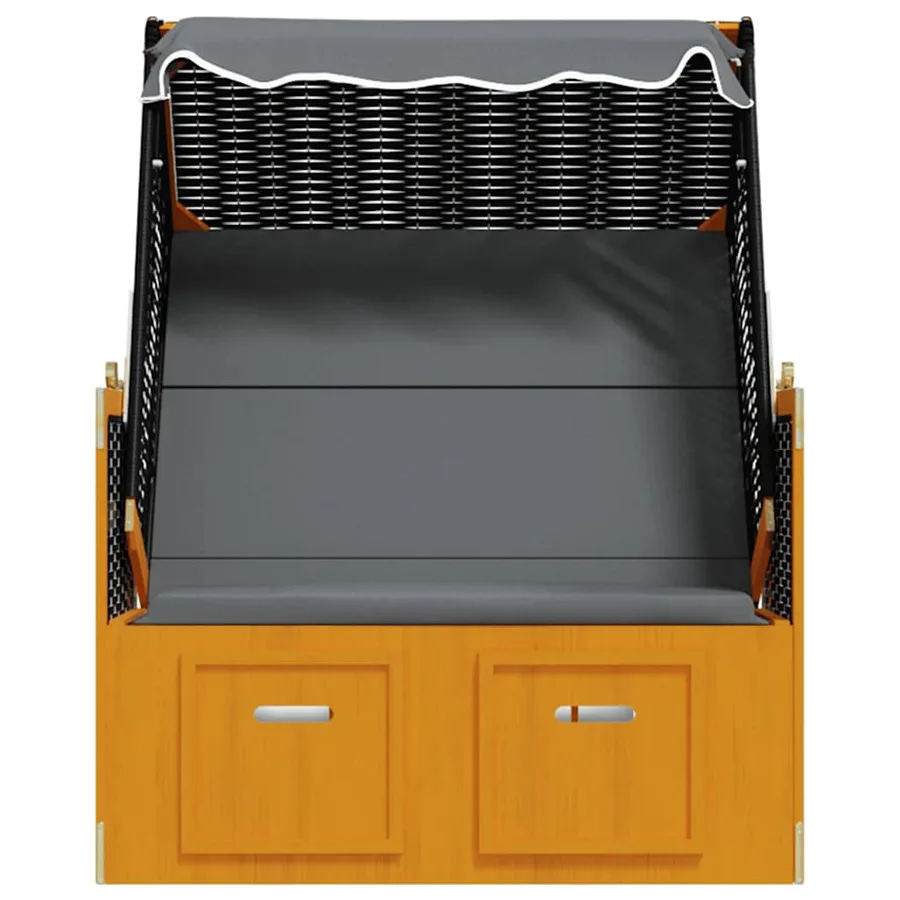 Strandkorb avec auvent résine tressée et bois solide anthracite - 6