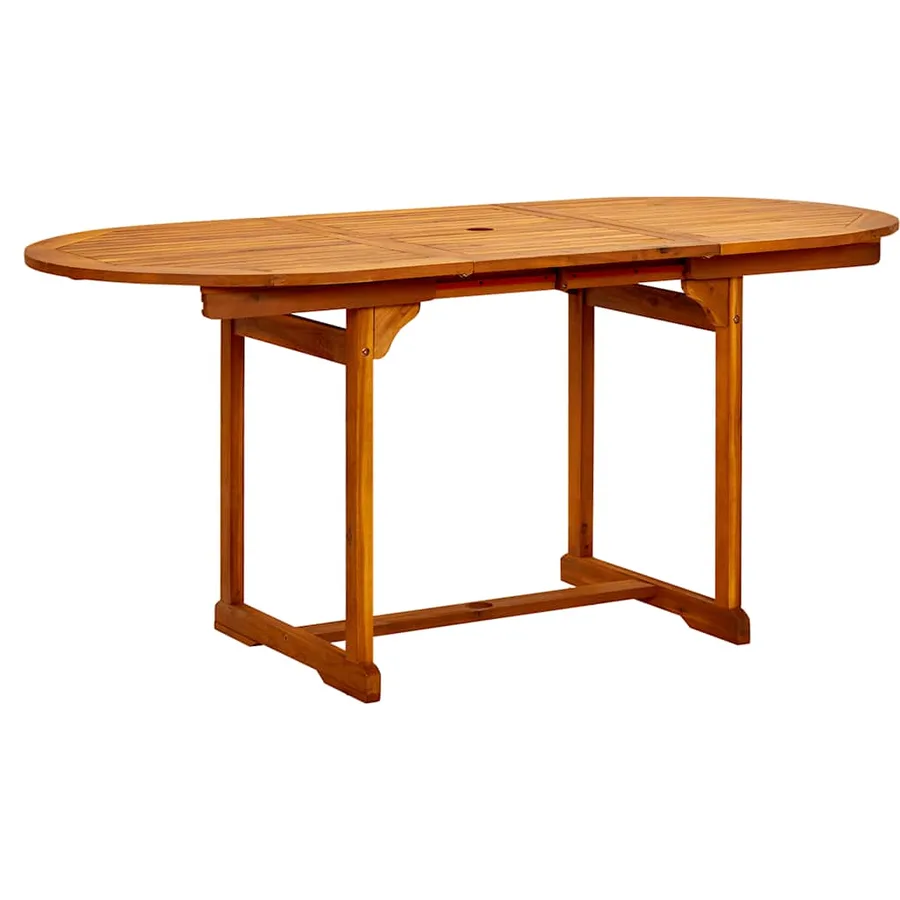 Table à dîner de jardin (120-170)x80x75 cm Bois d'acacia massif - 2