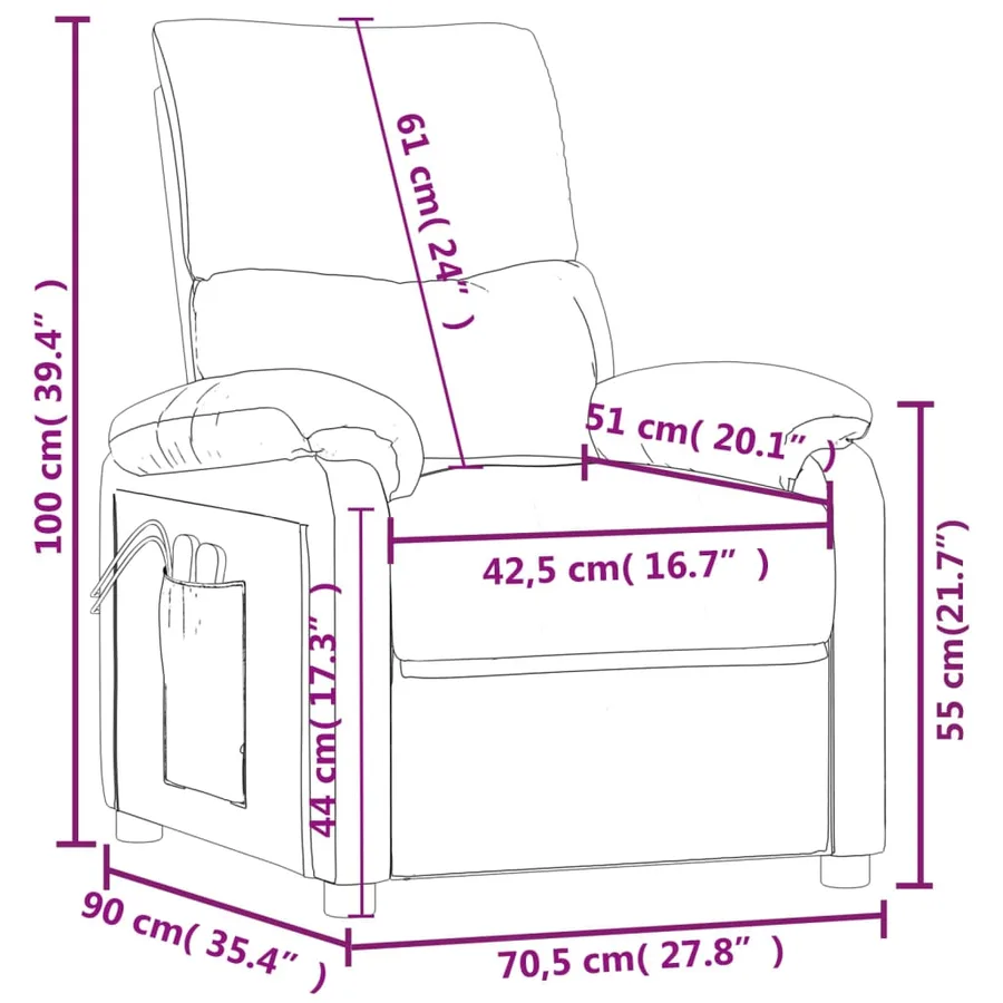 Fauteuil électrique de massage Gris foncé Tissu - 14
