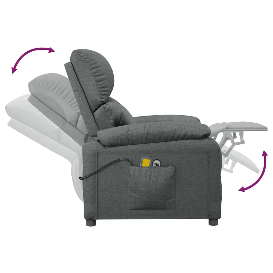 Fauteuil électrique de massage Gris foncé Tissu - 8