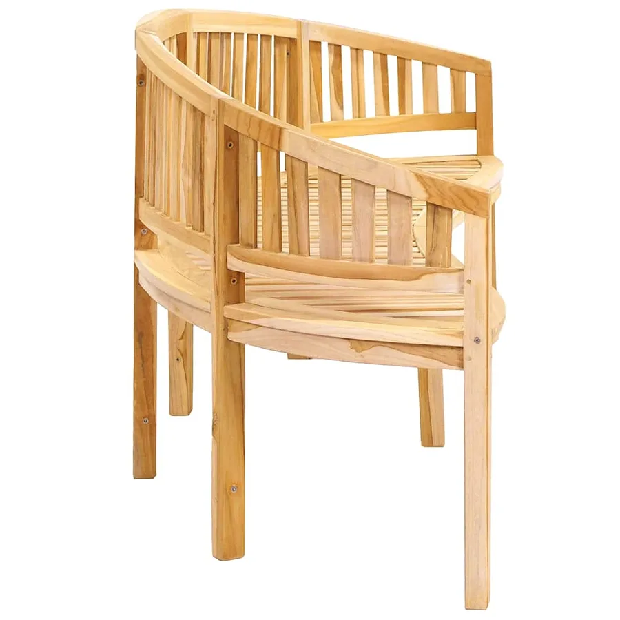 Banc de jardin en forme de banane 200 cm bois de teck solide - 5