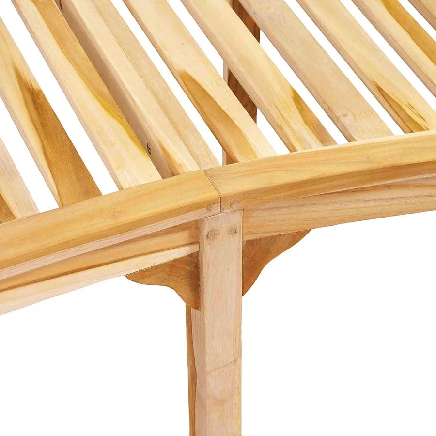 Banc de jardin en forme de banane 200 cm bois de teck solide - 7