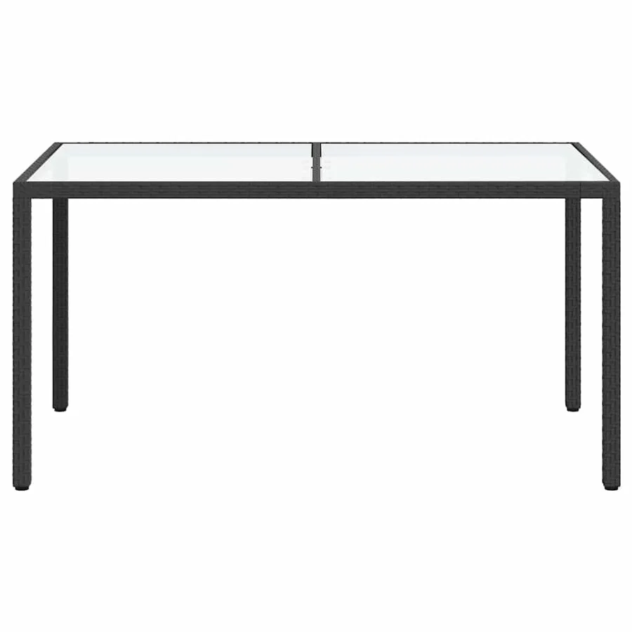 Table de jardin 150x90x75cm Verre trempé et résine tressée Noir - 3