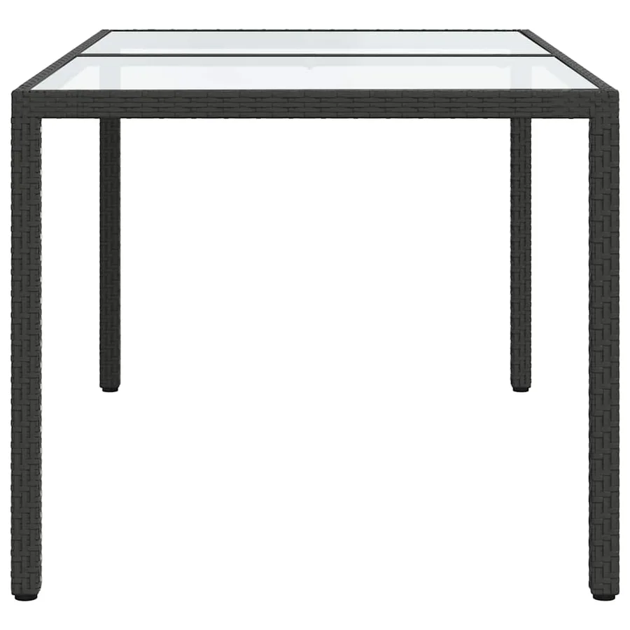 Table de jardin 150x90x75cm Verre trempé et résine tressée Noir - 4