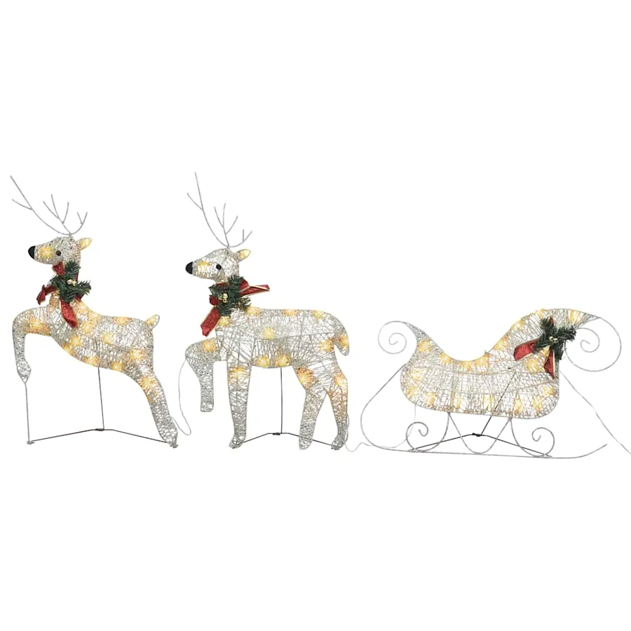 Décoration de Noël Rennes avec traîneau 60 LED Extérieur Doré - 2
