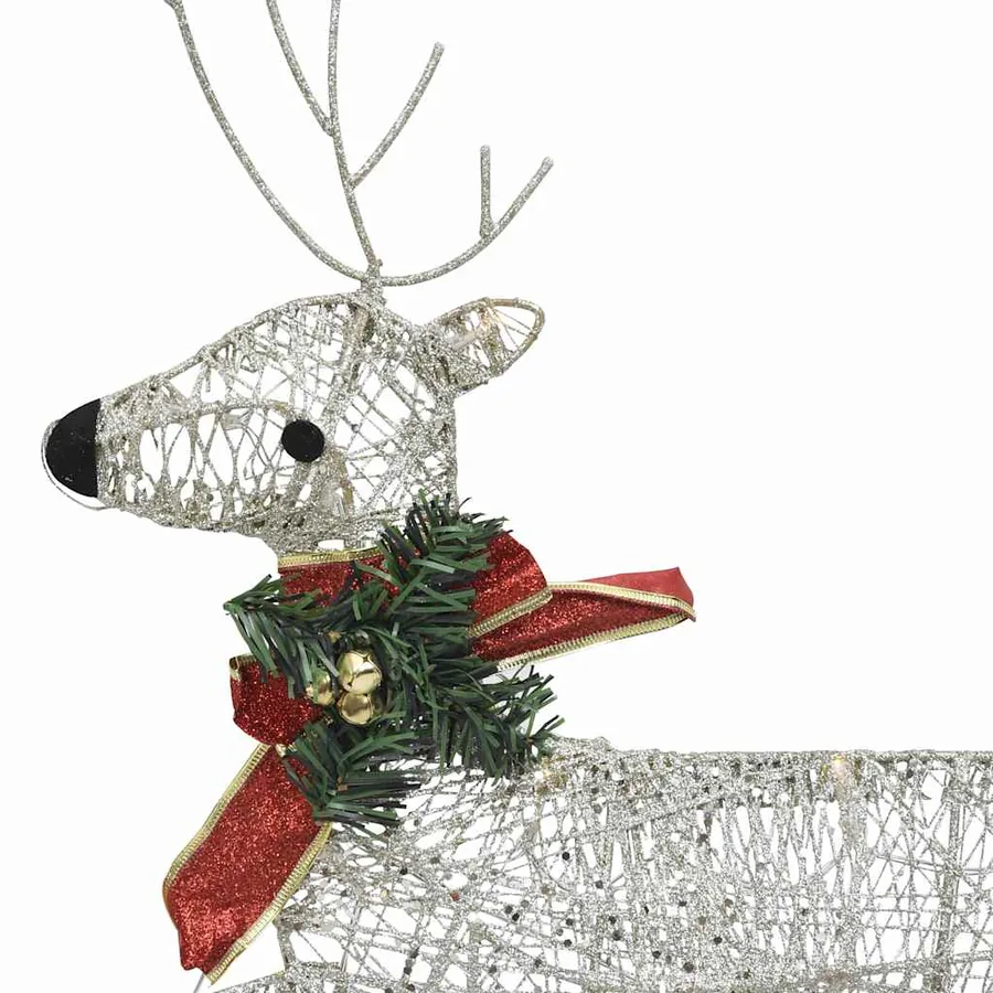 Décoration de Noël Rennes avec traîneau 60 LED Extérieur Doré - 4
