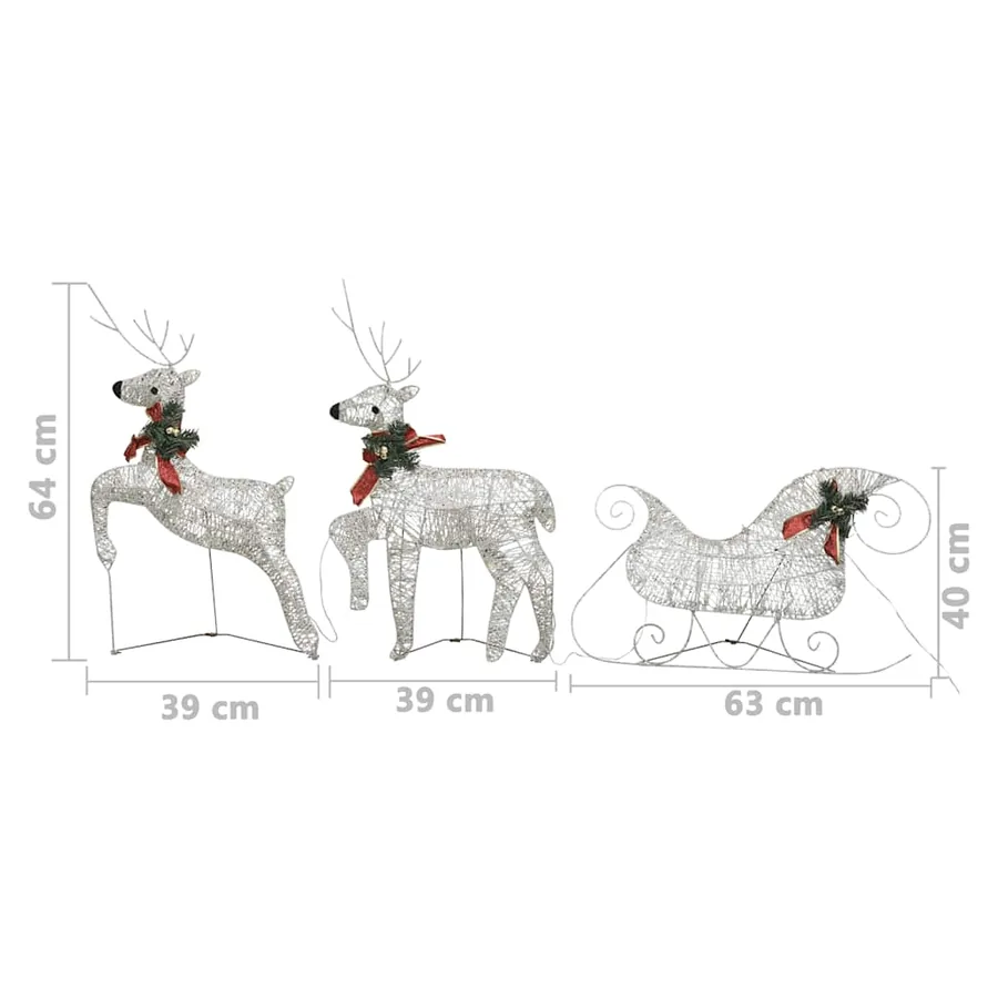 Décoration de Noël Rennes avec traîneau 60 LED Extérieur Doré - 7
