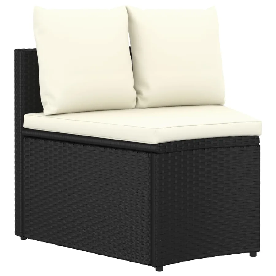 Salon de jardin 7 pcs avec coussins Résine tressée Noir - 4