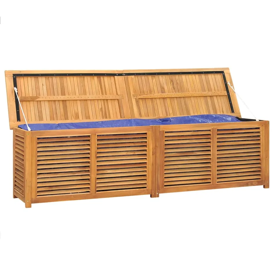 Boîte de rangement jardin et sac 200x50x55 cm bois massif teck - 4
