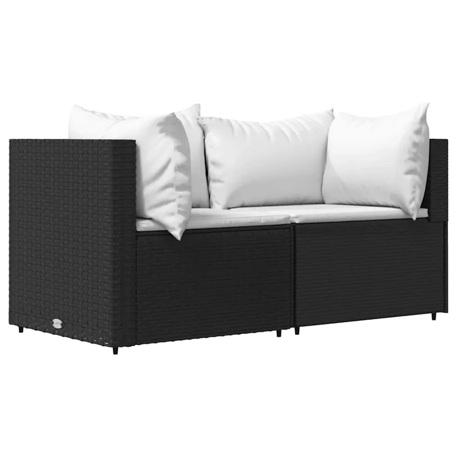 Salon de jardin 3 pcs avec coussins Noir Résine tressée - 3