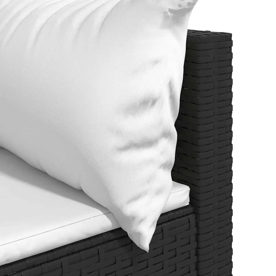 Salon de jardin 3 pcs avec coussins Noir Résine tressée - 8