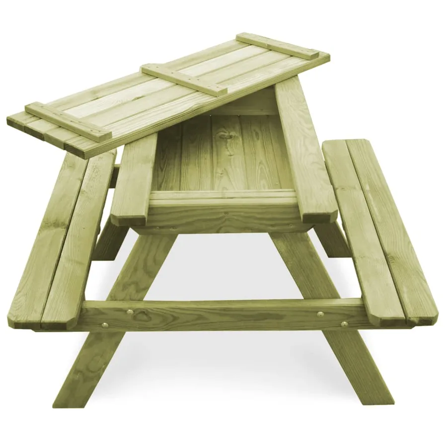 Table de pique-nique pour enfants avec bancs Pinède imprégnée - 4