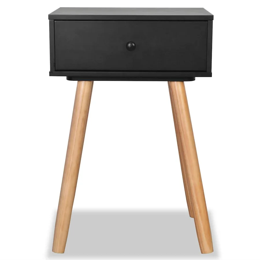 Table de chevet 2 pcs Bois de pin massif 40 x 30 x 61 cm Noir - 4