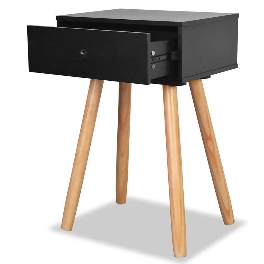 Table de chevet 2 pcs Bois de pin massif 40 x 30 x 61 cm Noir - 5