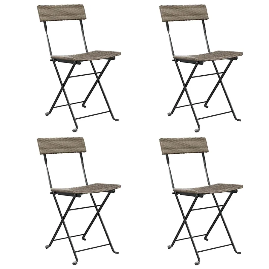 Chaises de bistrot pliantes lot de 4 Gris Résine tressée acier - 2