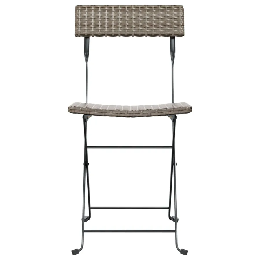 Chaises de bistrot pliantes lot de 4 Gris Résine tressée acier - 4