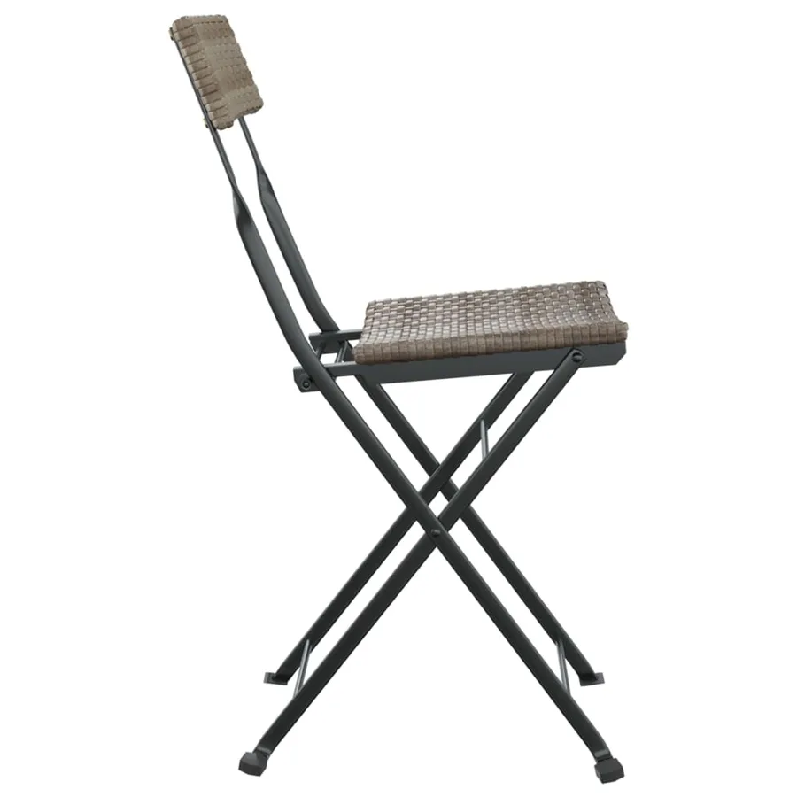 Chaises de bistrot pliantes lot de 4 Gris Résine tressée acier - 6