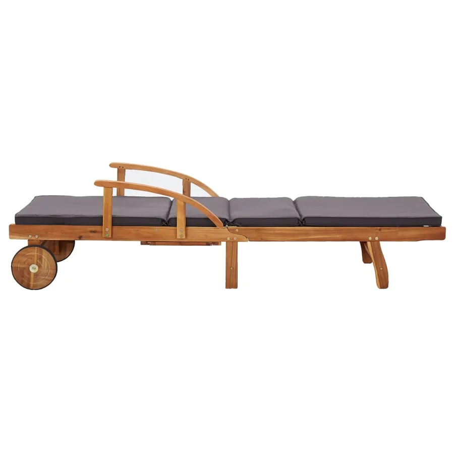 Chaise longue avec coussin bois d'acacia solide - 3