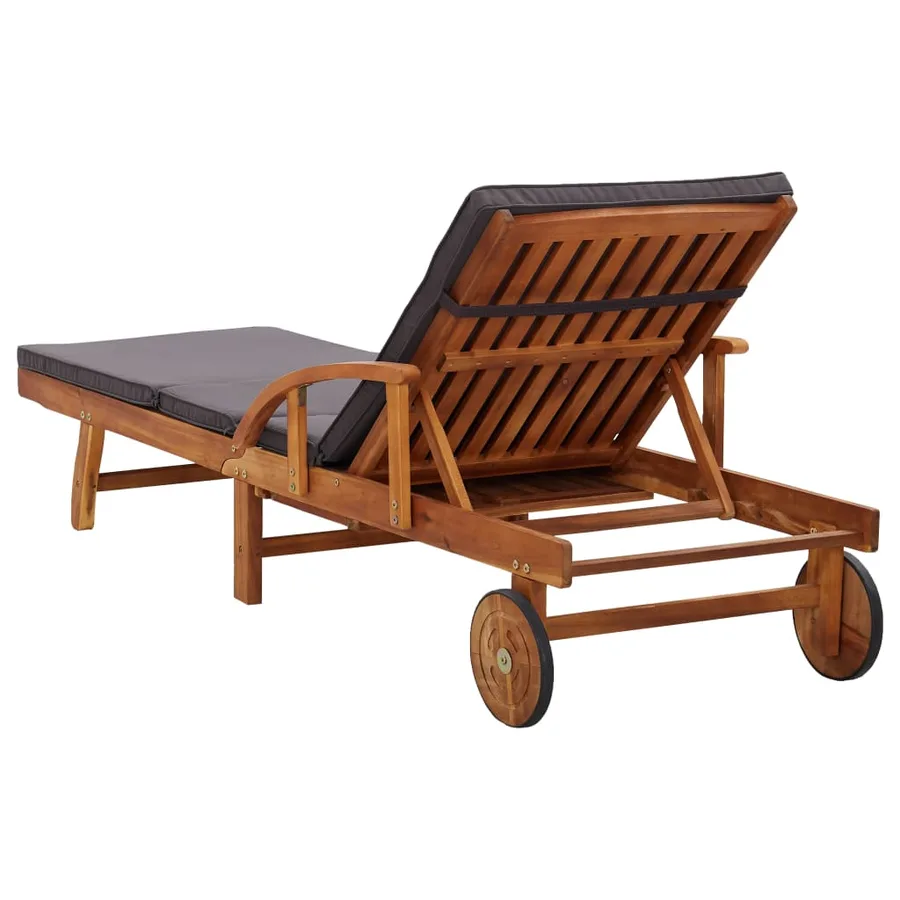 Chaise longue avec coussin bois d'acacia solide - 5