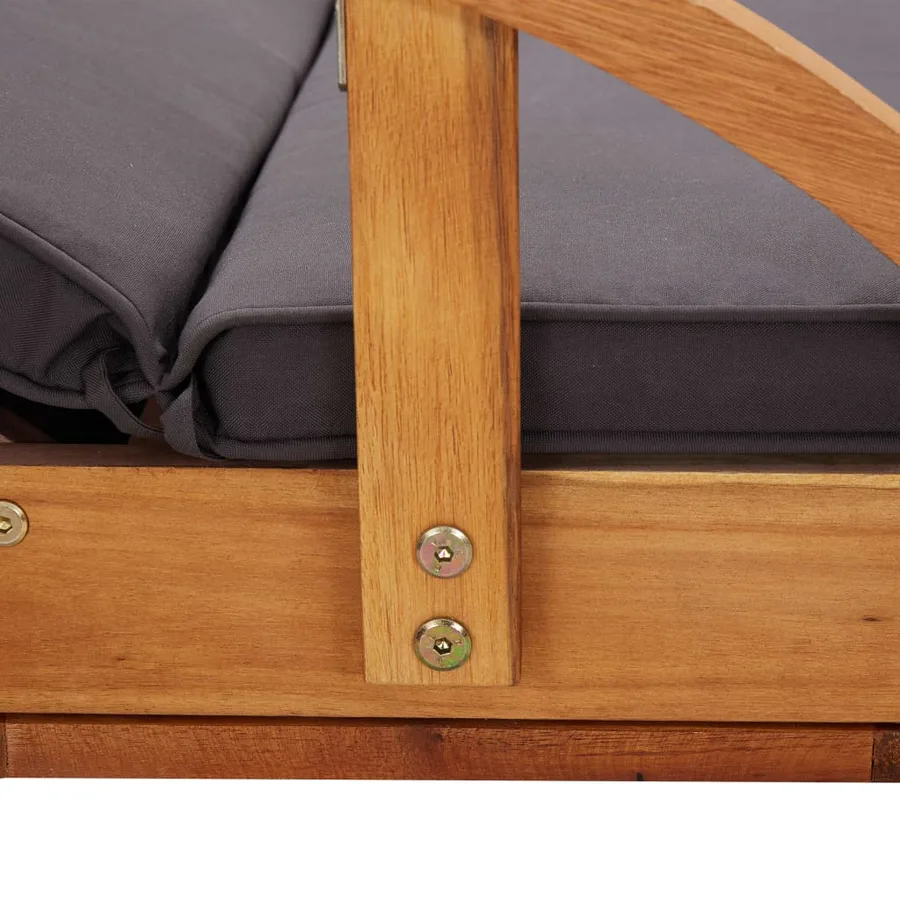 Chaise longue avec coussin bois d'acacia solide - 9