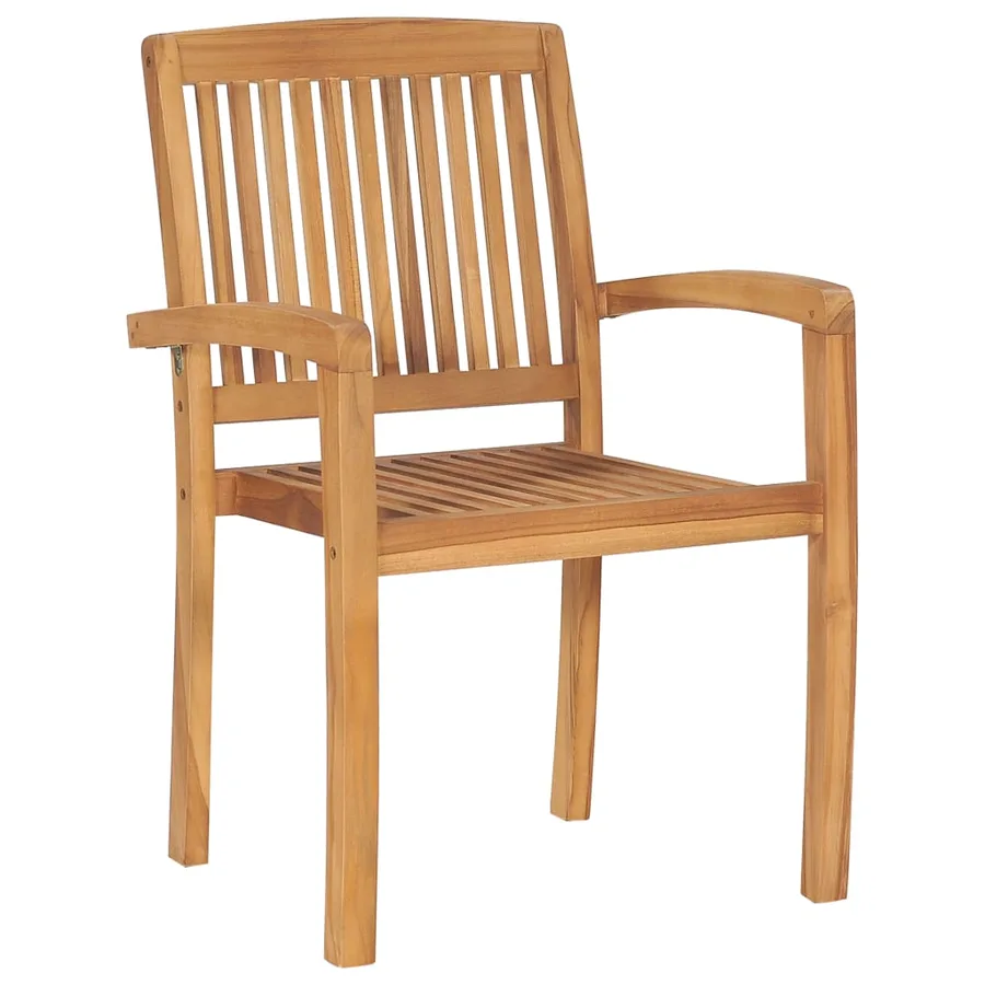 Chaises de jardin empilables avec coussins lot de 6 Teck solide - 4
