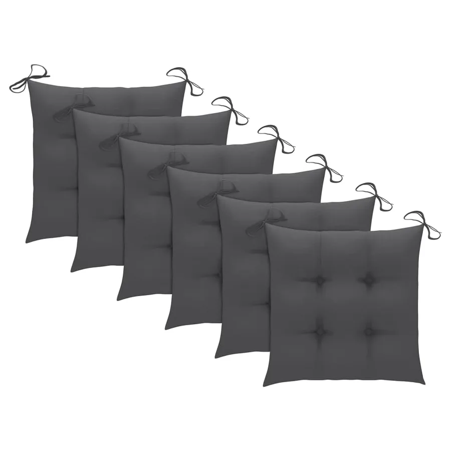 Chaises de jardin empilables avec coussins lot de 6 Teck solide - 7