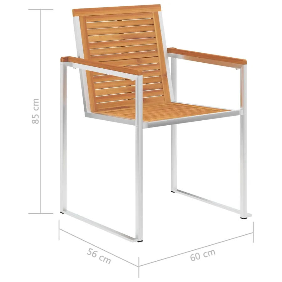 Chaises de jardin avec coussins lot de 2 Acacia solide et acier - 11