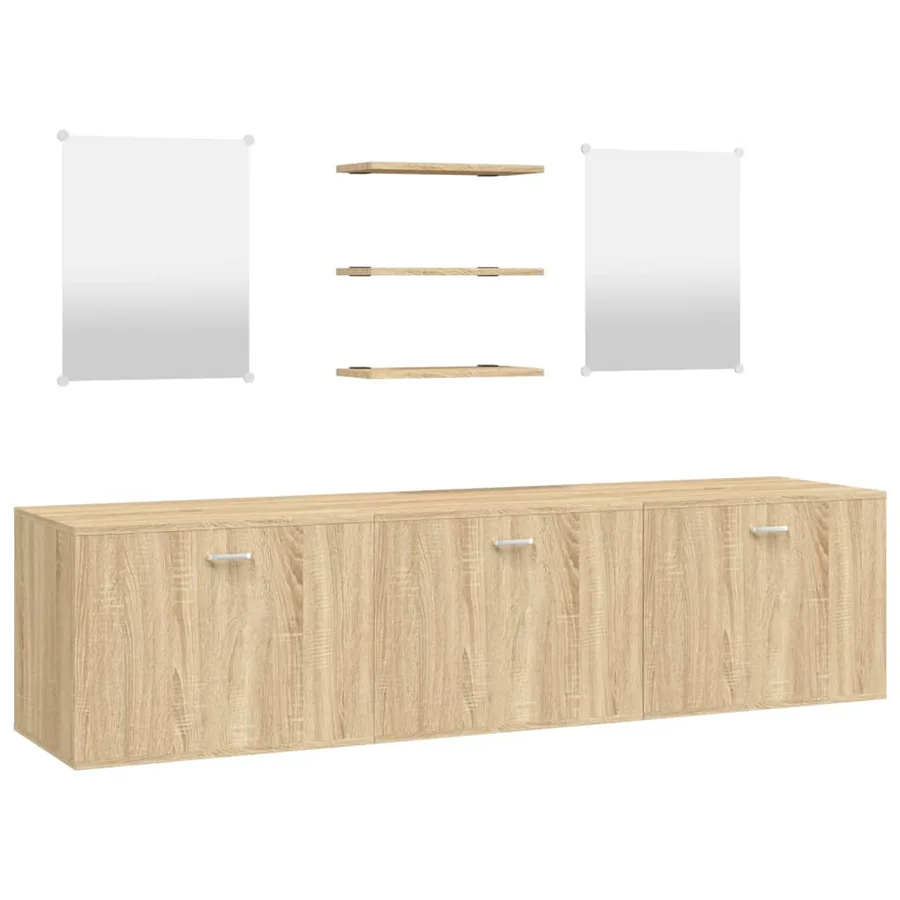 Ensemble de meubles salle de bain 6 pcs chêne bois d'ingénierie - 2
