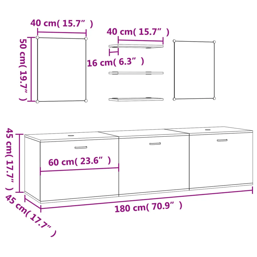Ensemble de meubles salle de bain 6 pcs chêne bois d'ingénierie - 9