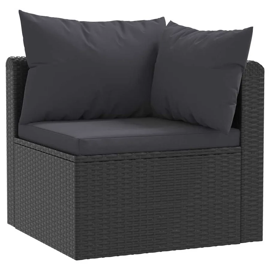 Salon de jardin 5 pcs avec coussins Résine tressée Noir - 3