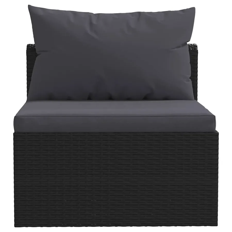 Salon de jardin 5 pcs avec coussins Résine tressée Noir - 6