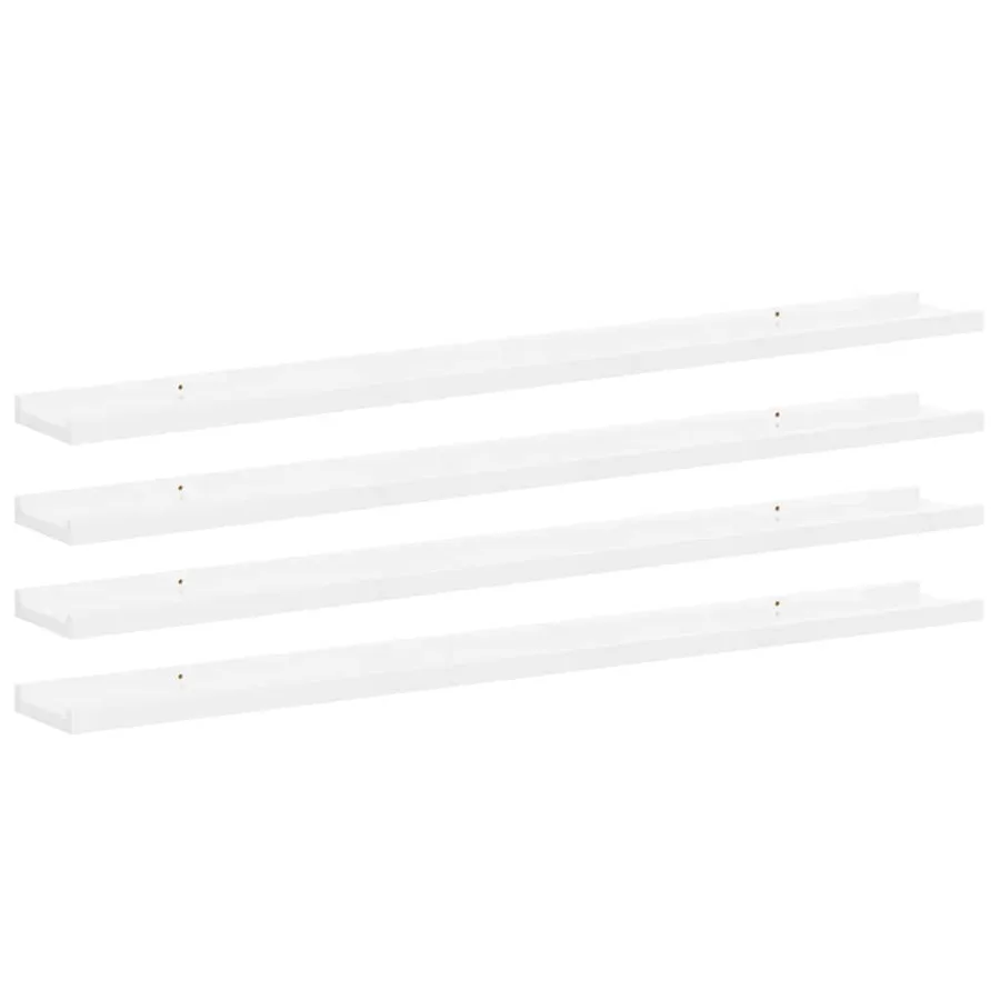 Étagères murales 4 pcs Blanc brillant 100x9x3 cm - 2