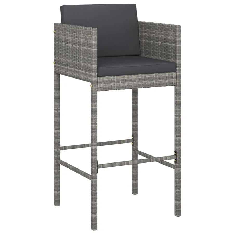 Tabourets de bar lot de 4 avec coussins gris résine tressée - 3