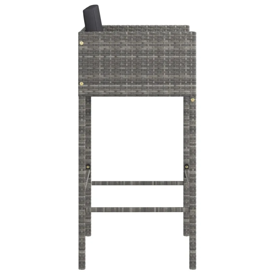 Tabourets de bar lot de 4 avec coussins gris résine tressée - 5